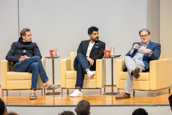 Speakers and audience photos from the Fall 2025 Eccles Alumni Forum.