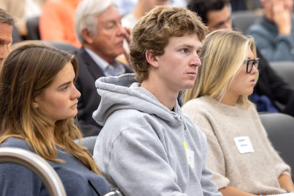 Speakers and audience photos from the Fall 2025 Eccles Alumni Forum.